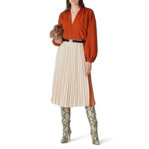 Tome Collective Women's Two Tone Pleated Skirt Burnt Orange Size small s